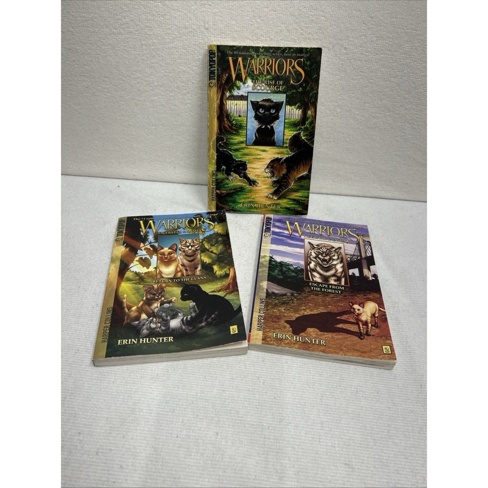 Warriors Manga Series Lot 3 Paperback Erin Hunter Tiger star & Sasha & Scourge